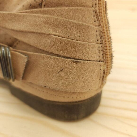 Carlos Womens Abbey Western Ankle Boots 7 Tan Fabric Strappy Chic Booties - Picture 11 of 11